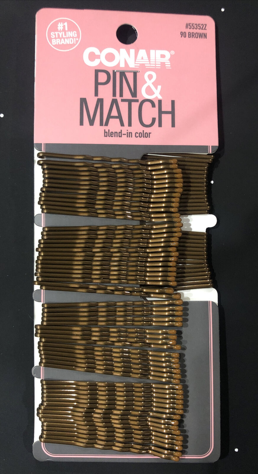 New Conair Color Match Bobby Pins, Brunette, 1-Pack of 90-Pieces 074108553522